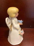 ~€ Vintage HOMCO Porcelain Girl Angel w/ Blue Bird Hand Bell Decor Home Interiors #99-8900