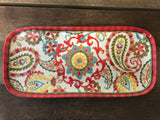 Better Homes and Gardens Bread Serving Tray Red Yellow Blue Boho Paisley Print
