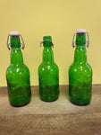 a** Vintage Set/3 Green Empty Beer Bottle Grolsch Georgia Porcelain Swing Top Lid