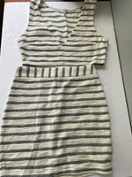 NEW Juniors TOBI Small/P 2 Piece Gray and White Stripe Mini Skirt and VNeck Crop Top NWT Festival