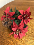 ¥ NEW Christmas Holiday Set of 4 13” Poinsettia Pine Cone Stems