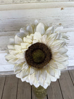 *Set/2 Artificial White Sunflower 16.5” Stems
