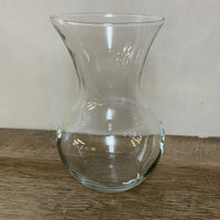 a** Flower VASE On Round Base Medium Clear Glass 7” Decor