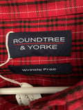 € Mens XLarge Roundtree & Yorke Red and Black Plaid Shirt Short Sleeve  Button Down Pocket