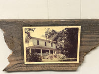 ~ Vintage Old Homestead Color Photo on Rustic Wood