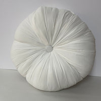 Round White Gathered Pillow 13” Button