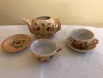 a* Vintage 5 Piece Miniature Toy Tea Set Iridescent Gold