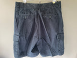 Mens 33” Waist Blue Cargo Shorts CHEROKEE Navy Side Pockets 100% Cotton Chino