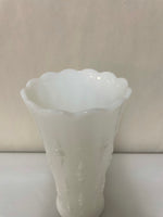 a** Vintage Pair/Set of 2 Milk Glass Vase White Teardrop & Pearl Dot Arrow Anchor Hocking