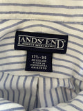 Mens Lands End Cotton/Poly Long Sleeve Button Down Shirt 17-1/2-34 Regular Blue Stripe