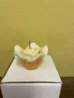 NEW Lot/6 Unscented Handcrafted Pillar CANDLES Ivory Floating Flower Volcanica 2” Diam H x 1.5” W