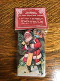 € Vintage 1983 2-8’ Old Fashion Green Red Santa and Toys 3-3/4” H Die Cut Paper Doll Garland Sealed