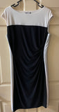 Womens CHAPS Black & White Sleeveless Side Pleated Dress Sz Large