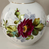 <€€ Vintage Medium Hand Painted Porcelain Pitcher Vase Asian Red Roses