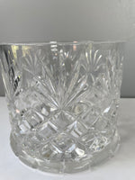 (L) €€~ Vintage Heavy Crystal Canister Candy Cookie Biscuit Jar with Lid Diamond Glass Cut Decor