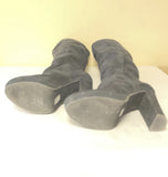 +* Womens Black Faux Suede Knee High Platform Boots Slip On Sz 8