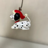 a** Vintage Miniature Dalmatian Pup w/ Red Hat  Christmas Holiday Ornament