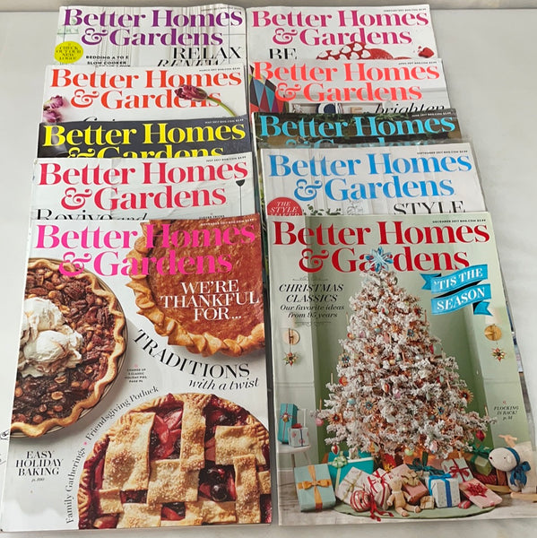 Better Homes & Gardens Magazines 2017 10 Issues Cooking Organizing Gardening Decor