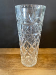 Vintage Crystal Bouquet Etched Pressed Glass 10.25” Flower Vase