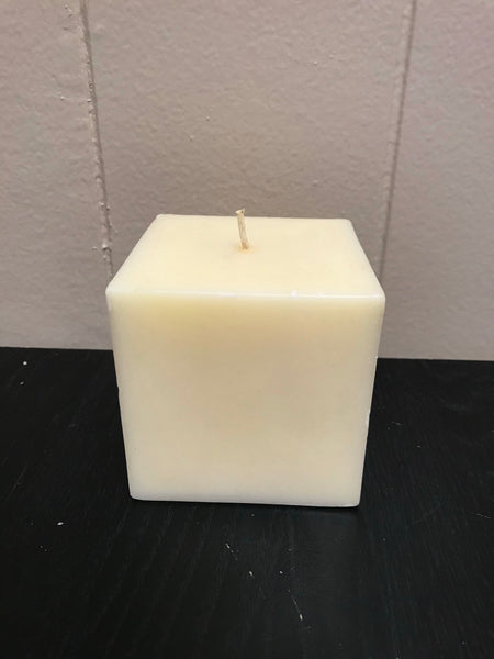 *New 3" Pillar CANDLE  Ivory Cube Volcanica 9070 Unscented Handcrafted
