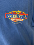 *Vintage Mens AMERISTAR Casino Hotel Kansas City Royal Blue Short Sleeve Size XLARGE Cotton