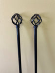 Pair/Set of 2 2.25” Black Cafe Curtain Rod Adjustable 43” - 85” w/ Finials