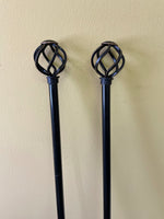 Pair/Set of 2 2.25” Black Cafe Curtain Rod Adjustable 43” - 85” w/ Finials