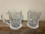 ~€ Vintage Small Clear Crystal Glass Cut Diamonds Handled 4” Pitcher Creamer