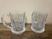 Vintage Small Clear Crystal Glass Cut Diamonds Handled 4” Pitcher Creamer