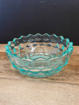 a** Vintage Blue or Green Depression Cut Glass Bowl Candy Dish