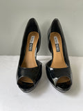 Womens By XOXO Black Peep Toe High Heel Platform Pumps Size 8M 5” Heel