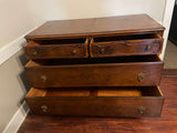 Vintage 4 Drawer DRESSER with Removable Mirror Queen Anne Legs Ornate Pulls Walnut Finish Buffet