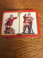 a** Vintage 1994 COCA COLA Coke Commemorative Christmas Nostalgia Santa  Playing Cards Set/2 Decorative Hinged Lid Tin