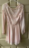 Womens Juniors Small CANDIE’s Blush Sheer Lace Dress Long Sleeve