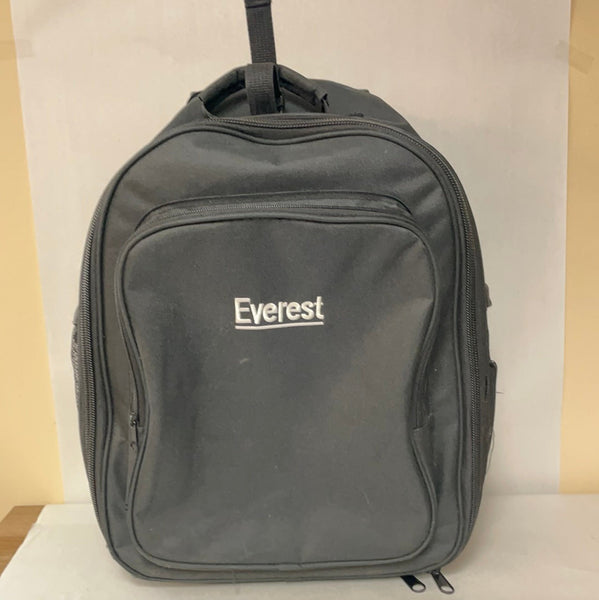 EVEREST Black Canvas Rolling Backpack Telescopic Handle Wheels Various Pockets