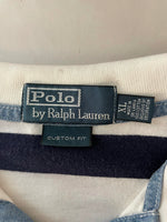 Mens RALPH  LAUREN Custom Fit POLO Cotton Short Sleeve Shirt XL Blue Stripe