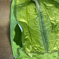 a* Vintage Vinyl Lime Green 2 Hanger Framed Dress Garment Bag Closet Storage Dust Cover