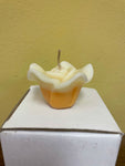 a* NEW Lot/6 Unscented Handcrafted Pillar CANDLES Ivory Floating Flower Volcanica 2” Diam H x 1.5” W