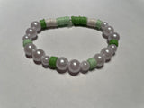 € New Beaded Stretchy Clay Bead Set/3 Bracelets Handmade Kids Teens Green and Gold