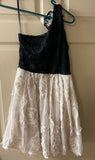 New Juniors YUMI One Shoulder Sleeveless Tulle Black & Ivory Party Dress Medium