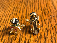 Snowman Jeweled Clip On Earrings Christmas Holiday
