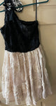 New Juniors YUMI One Shoulder Sleeveless Tulle Black & Ivory Party Dress Medium