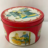 *Vintage Large Round Danish Dutch 8” Cookie Tin Storage Gift Empty