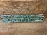 a** Vintage The Hartford Fire Ins Co Green 9” Ruler  Metal