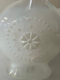 a** Vintage Milk Glass Whiskey Bottle Decanter White Jim Beam w/ Stopper Pressed Design