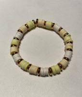 *New Beaded Stretchy Clay Bead Set/3 Bracelets Handmade Kids Teens Yellow and Gold
