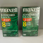 <updt€€ (2) NEW Maxwell VHS Standard Grade Blank Video Cassette Tapes T-160 8hrs