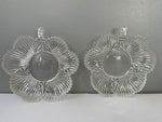 a** Vintage Pair/Set of 2 Clear Glass Ribbed Relish Candy Nut Condiment Serving Dish W/ Stem Handles