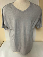 Mens FRUIT OF THE LOOM Gray Cotton/Poly Vneck Tshirt Short Sleeve Large