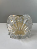 <€€ Vintage Crystal MIKASA Diamond Cut Mantle Clock Quartz Round Face Heavy Battery Operated